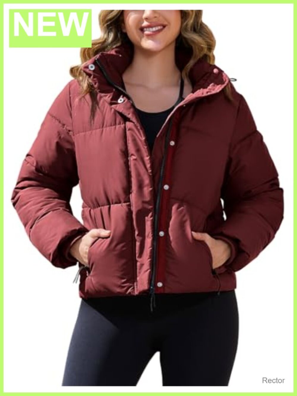 Women's Cropped Puffer Jacket Full Zip Quilted Winter Coat